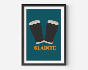 Sláinte Irish Print: Irish Beer Wall Art