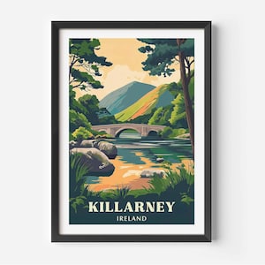 Stampa di Killarney, poster dell'Irlanda, poster della contea di Kerry, poster retrò di Killarney, poster di viaggio