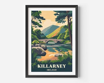 Lámina de viaje retro de Killarney: Póster de viaje de Irlanda