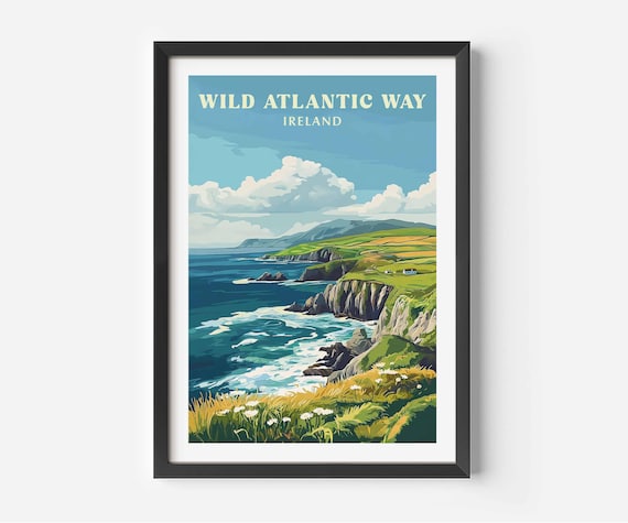 Wild Atlantic Way Retro Print: Ireland Travel Poster