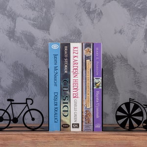 Vintage Bicycles Bookend Metal Book Holder, Sports Bookends, Christmas Gift, Metal Decor, Gift Vintage Bicycles Lovers, Bookrest, Bike