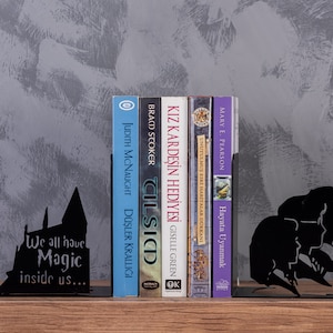 Wizard Metal Book Holder, Harry Bookends,Hermione Bookends,Decorative Bookends, Christmas, Magic Lovers, Bookrest,Bookworm Gift,Potterhead