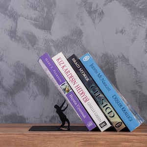 Falling Bookend Metal Book Holder, Story Bookends, Christmas Gift, Metal Decor, Bookrest, Bookworm Gift, Buchstützen, Danger, Gravity