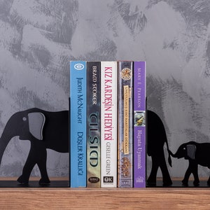 Elephant Family Metal Bookend, Animal Bookends, Book Support, Sujetalibros, African Animal, Bookshelf, Christmas Gift, Buchstützen, Wildlife