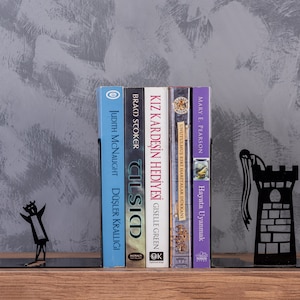 Rapunzel Castle Bookend Metal Book Holder, Story Bookends, Christmas Gift, Princess, Bookworm, Prince, Hero, Knight, Fairy Tale Bookend