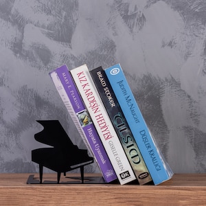 Piano Bookend Metal Book Holder, Music Bookends, Decorative Bookends, Christmas, Treble Key, Bass Key, Music Note Bookend,Symphony Bookends