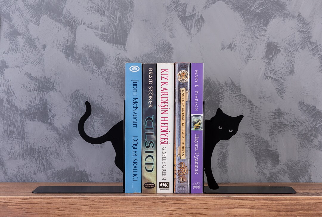 The Black Cat Bookends, Kitten Book Support, Baby Shower Gift,nursery Decor Book Support, Furry
