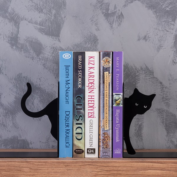 Serre-livres Le chat noir, support de livre chaton, cadeau de baby shower, support de livre de décoration de chambre d'enfant, ami à quatre pattes, serre-livres pour animal de compagnie, décoratif, chat mignon