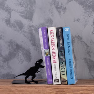 T-Rex Bookend, Dinosaur Tripceptors Bookend, Metal Book Holder, Animal Bookends, Christmas Gift, Gift For Dinosaur Lover, Bookrest, Predator