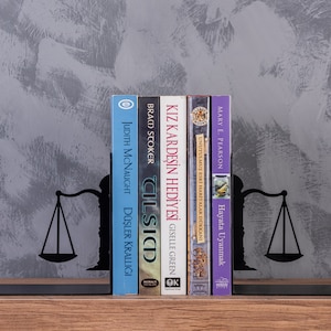 Fermalibri in metallo a forma di bilancia della giustizia, scaffale per libri da giudice, fermalibri in metallo per il Ministero della Giustizia, Natale, portalibri per avvocati, libro di legge, tribunale