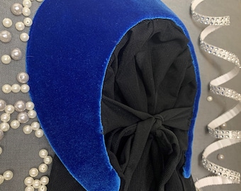 DIY French Hood Royal Blue Color Velvet Maiden Headpiece Medieval French Hood Renaissance Made any Color Tudor Headpiece Dress Gable Hood