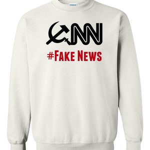 CNN #Fake News Network Adult Crewneck Sweat Shirt - Fake News Media Novelty Sweatshirt - Makes a Great Gift