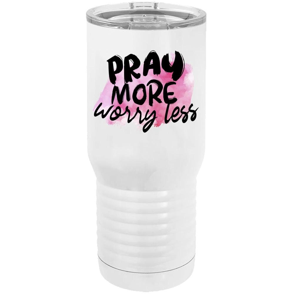 Pray More Worry Less Christian Motivational Novelty Polar Camel - 20 ounce Sublimatable Tumbler with Slide to close lid