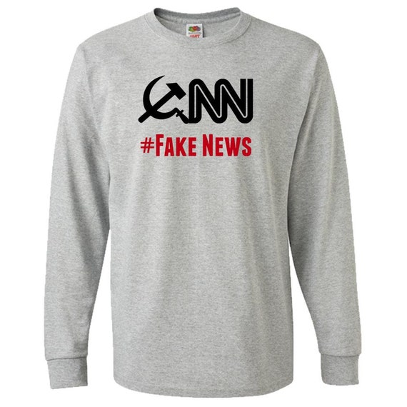 CNN fake News Network Adult Long Sleeve Tee Fake News Media