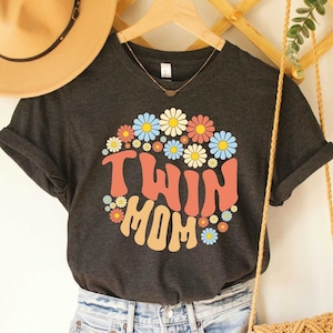 Twin Mom Tshirt Mom Of Twins Shirt Twin Mommy Shirt Mothers Day Gift for Mom Pregnancy Reveal Shirt
