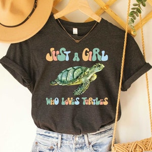 Cute Turtle Lover Shirt Just A Girl Who Loves Turtles Shirt Sea Turtle Gift Beach Party Shirt