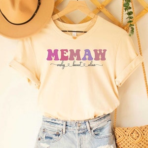 Custom Memaw with Kids Names Shirt for Grandma