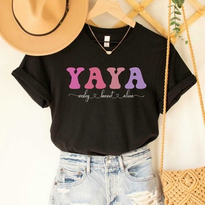 Yaya Shirt, Yaya Gifts, Custom Yaya with Grandkids Names Shirt