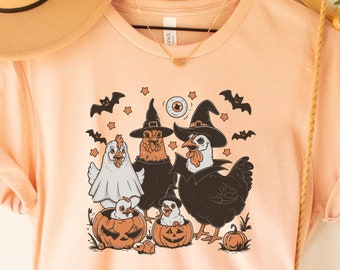 Spooky Chicken Halloween Shirt: Ghost Chickens, Funny Farmer Tee