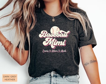 Custom Baseball Mimi Shirt with Grankid's Names Personalized Baseball Mimi Shirt Game Day Shirt Baseball Fan Shirt