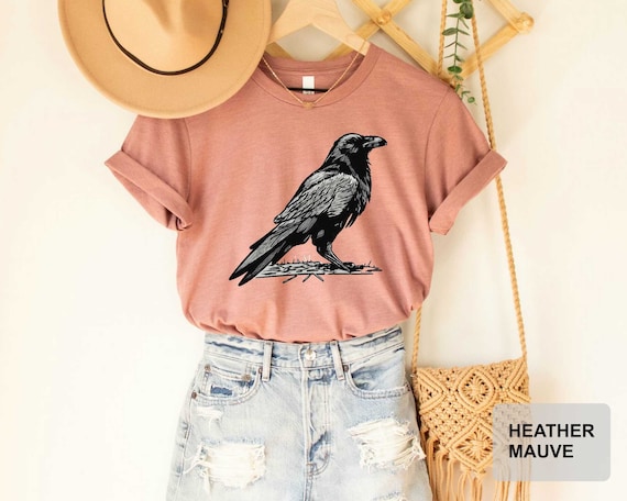 Crow Shirt for Women Raven Bird Shirt Black Crows Shirt Witchy Clothing Crow Graphic Shirt