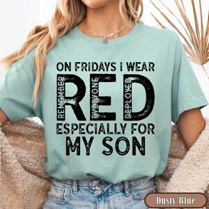 Military Mom Deployed Son RED Friday Shirt, Patriotic Apparel Service Member Support Tee, On Fridays We Wear RED Bild 11
