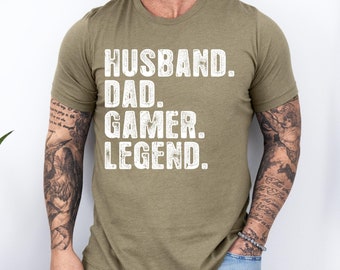 Camiseta de papá gamer, camiseta de esposo papá, camiseta de leyenda gamer, regalo del día del padre de la esposa, camiseta de amante de los videojuegos, camiseta de humor de juegos para hombres
