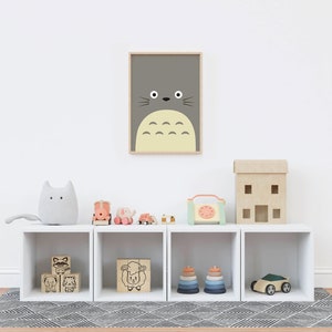 Mi vecino Totoro - Impresión digital de Studio Ghibli, póster minimalista A4, obra de arte de Totoro, impresión de dormitorio para niños, descarga instantánea