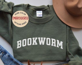 Custom Embroidered Bookworm Sweatshirt, Bookish Sweater, my Reading Sweatshirt, Book Lover Gift, Librarian Shirt, Y2K Style, Varsity Sweater