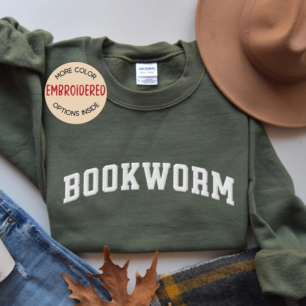 Custom Embroidered Bookworm Sweatshirt, Bookish Sweater, my Reading Sweatshirt, Book Lover Gift, Librarian Shirt, Y2K Style, Varsity Sweater
