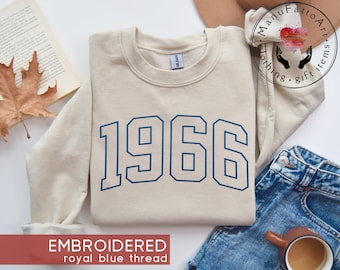Embroidered Vintage 1966 Sweatshirt, 60th Birthday Gift for Women, 60th Anniversary, 1966 Crewneck, Limited Edition, Hello Sixty, Unisex