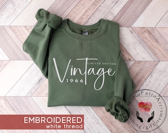 Embroidered Vintage 1966 Sweatshirt, 60th Birthday Gift for Women, 60th Anniversary, 1966 T-shirt, Limited Edition, Hello Sixty, Unisex