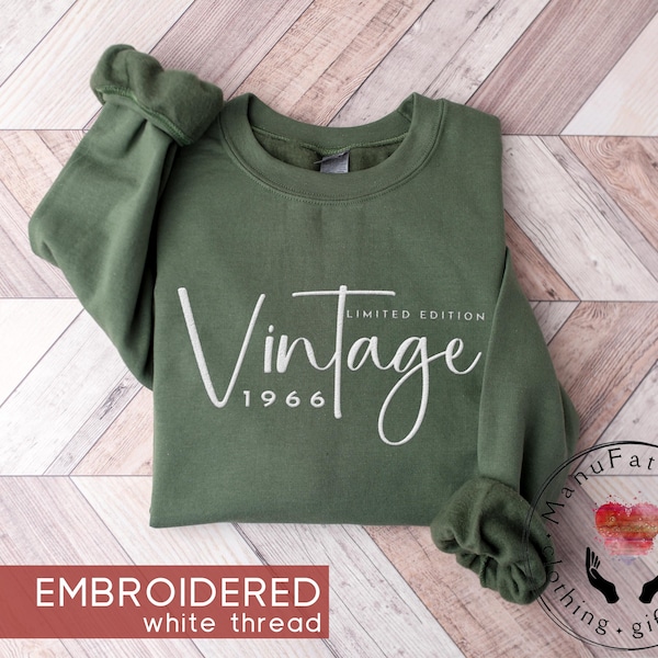 Embroidered Vintage 1966 Sweatshirt, 60th Birthday Gift for Women, 60th Anniversary, 1966 T-shirt, Limited Edition, Hello Sixty, Unisex