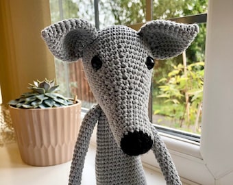 Crochet dog, crochet greyhound, personalized dog, crochet saluki, custom greyhound, custom whippet