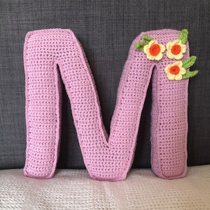 Alfabeto de ganchillo, Letras de ganchillo, Letras de bloque de almohada 3D, almohada decorativa