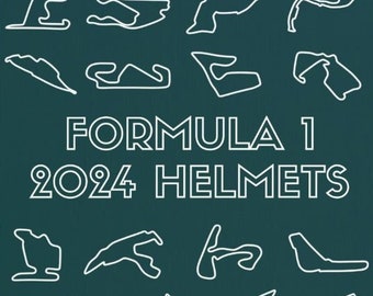 Formule 1 2024 coureurshelmen kleurboek | F1 kleurboek voor volwassenen en kinderen digitale download