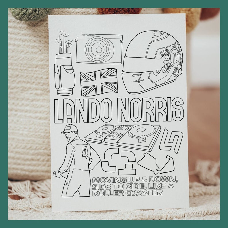 Lando Norris Formula 1 Colouring Sheet F1 Driver Coloring - Etsy