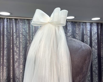 Bridal veil bridal off white veil bow veil