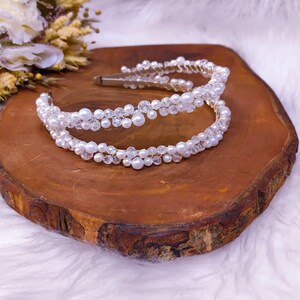 Bridal Pearl Crown,Pearl and Crystal Beaded Crown,Handmade Bridal Crown,Wedding Head Pieces,Bridal Tiara