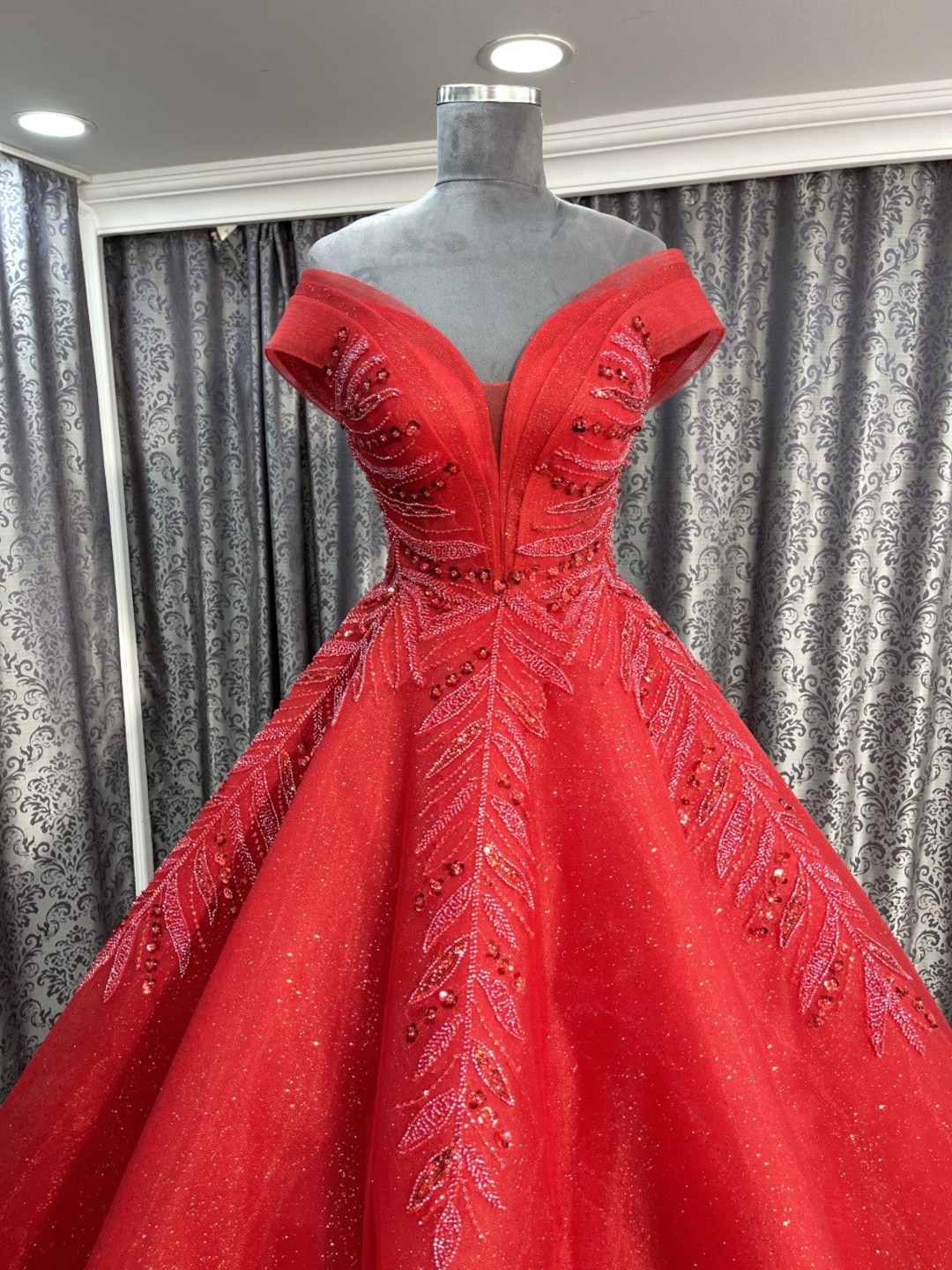 wholesale evening dresses from turkey Traditional Turkish Red Maxi Henna Party Gown 44 main image 1