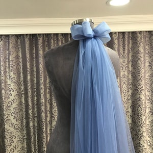 Bridal veil bridal blue veil bow veil engagement blue veil