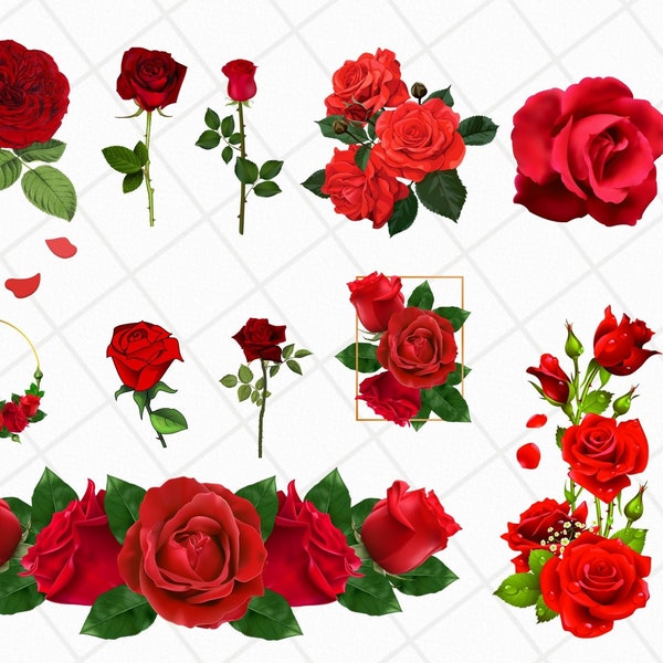 Red rose SVG | Rose SVG bundle | Red rose Clipart |Roses template svg |Vector red roses |Rose svg designs |Bouquet svg |Flowers svg bundle