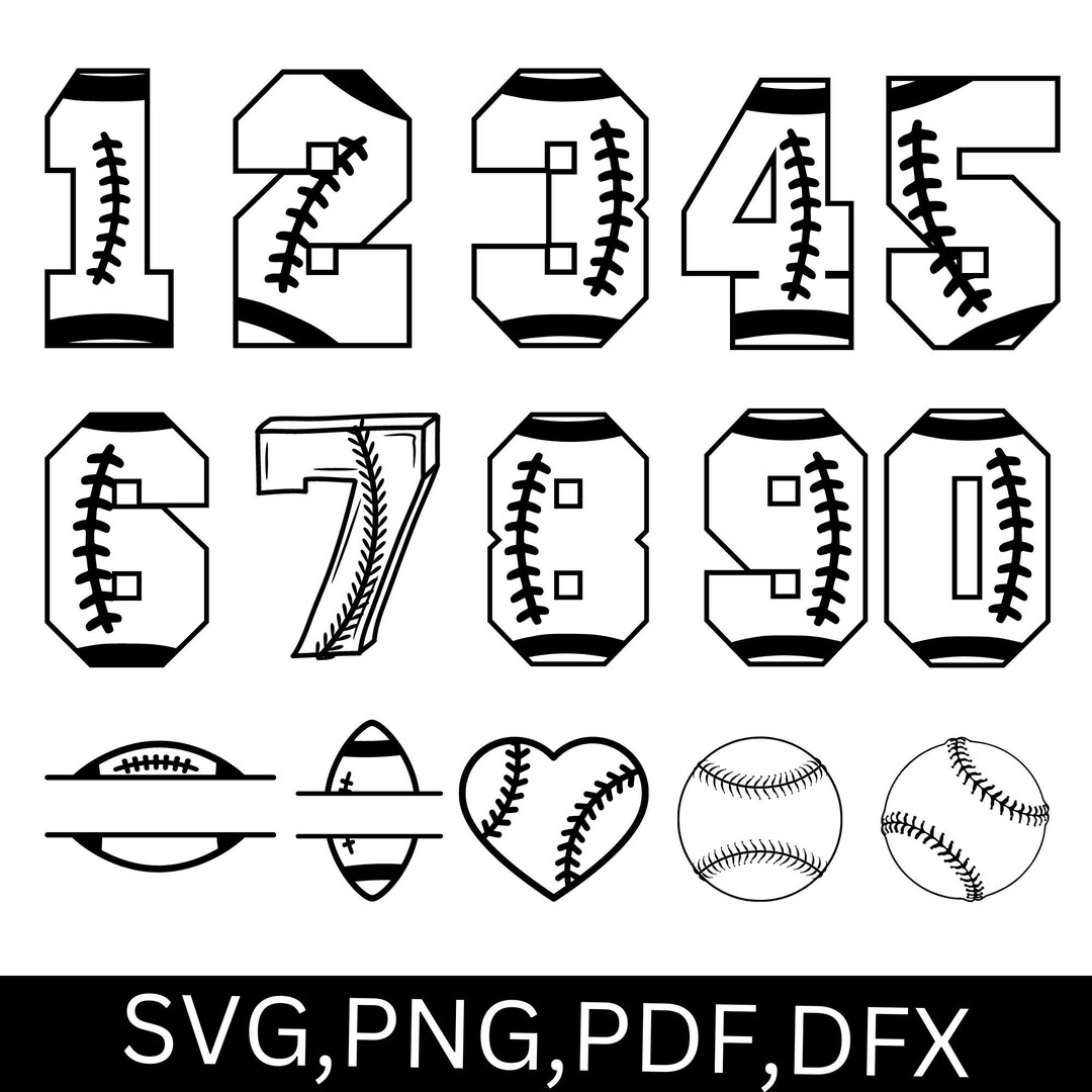 Baseball Number SVG Baseball Number PNG Baseball Number Pack SVG