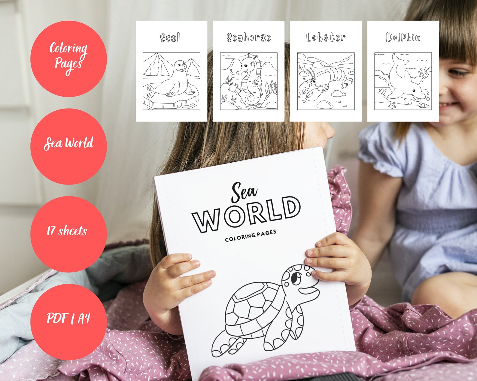 Coloring Pages Sea World PDF A4 Printable Instant - Etsy