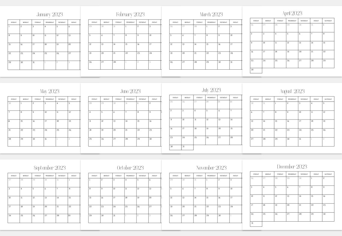 Monthly Planner 2023 Calendar Printable A4 A3 PDF Etsy