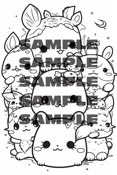 Cute Kawaii Digital Coloring Book - Etsy