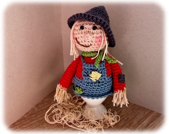 Crochet Pattern Egg Cozy Scarecrow - Gift Decoration Simple Autumn Halloween Pumpkin - German - PDF