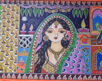 Unique Hand Painted Madhubani Affirmations Wall Hanging main image 1