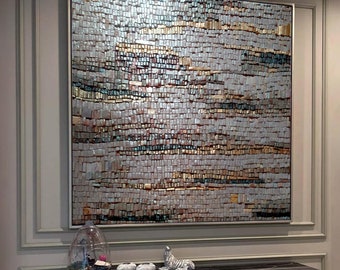 Gold and Gray Wall Art, Large Gray Sculptural Wall Art, Textured Contemporary Art Framed