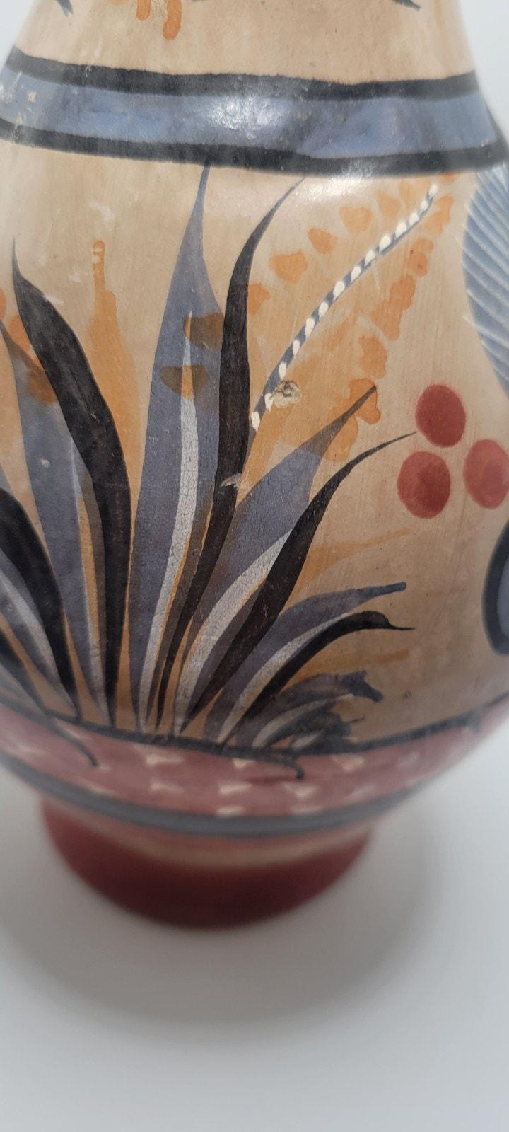 ヴィンテージ トナラ 手描き メキシコ民芸品 鳥花 陶器 花瓶 - Etsy 日本